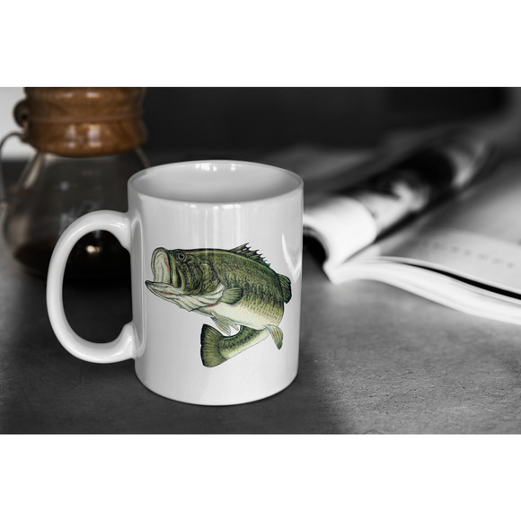BASS FISH JUMPING Coffee Cup Novelty Mug Gift For Men Women - Picture 2 of 3